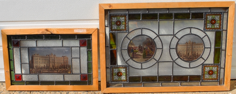 Appraisal: - Two stained glass panels of London scenes h x