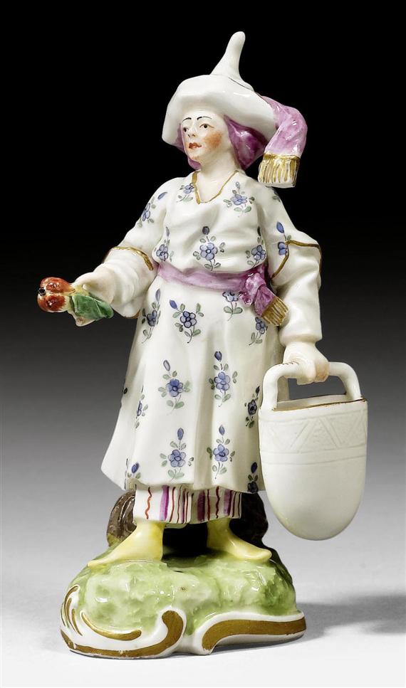 Appraisal: CHINESE WOMAN WITH BASKET FRANKENTHAL MODEL BY CARL GOTTLIEB LUECK