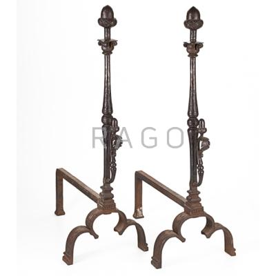 Appraisal: IN THE STYLE OF SAMUEL YELLIN Pair of wrought iron