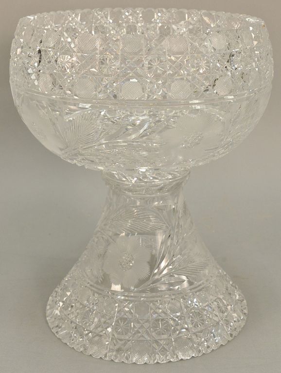 Appraisal: American Brilliant cut glass punch bowl on pedestal stand ht