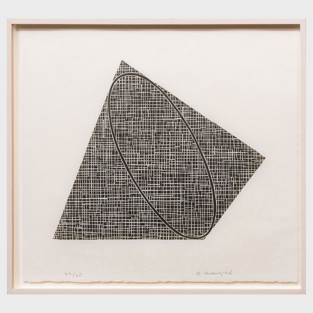 Appraisal: Robert Mangold b Untitled Woodcut in black on Mulberry paper