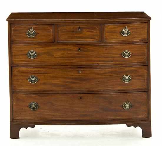 Appraisal: George III style inlaid mahogany bowfront chest of drawers mid