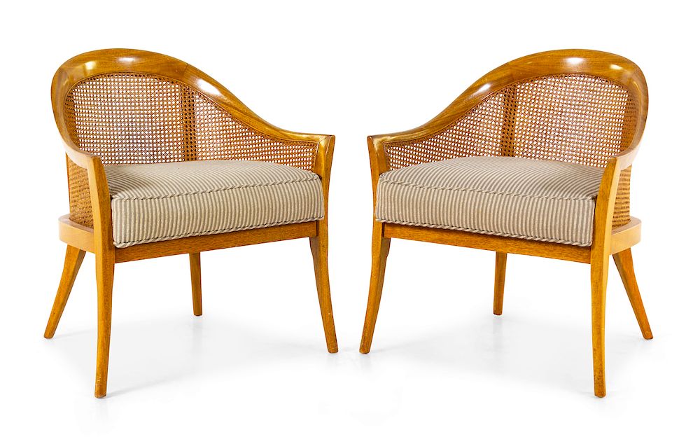 Appraisal: A Pair of Modern Caned Bergeres MID- TH CENTU A