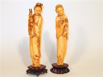 Appraisal: Large pair of Chinese elephant ivory figures th century Well