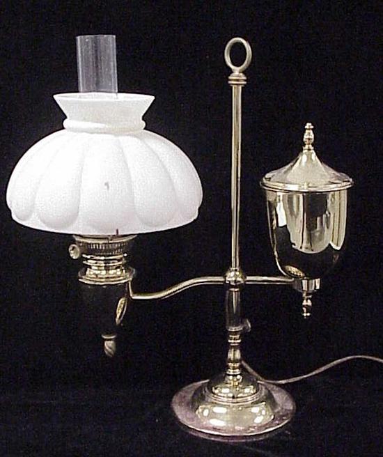 Appraisal: Bradley Hubbard electrified brass student lamp cream color shade ''