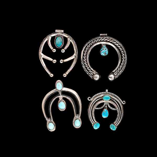 Appraisal: Navajo Silver Najas with Turquoise Collected by Virginia Doneghy -