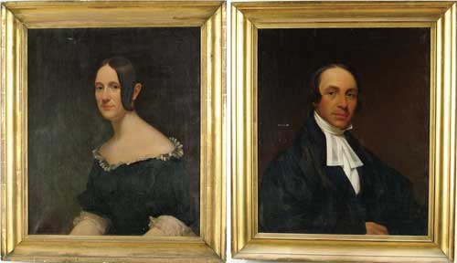 Appraisal: UNSIGNED American Mid- th Century PAIR OF PORTRAITS OF REVEREND