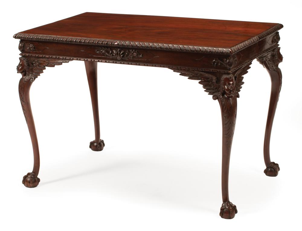 Appraisal: Irish Chippendale-Style Mahogany Side Table th c top with gadrooned