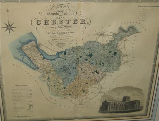 Appraisal: th Century hand-coloured map of Chester reading ' Map of