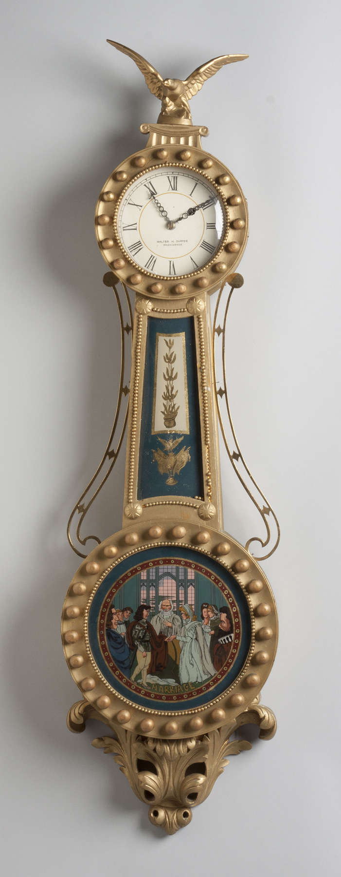 Appraisal: Walter Durfee Providence Girandole Old over-gilding Original painted metal dial