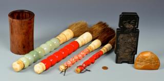 Appraisal: Chinese Scholar's Items plus brushes Chinese scholar's items including a