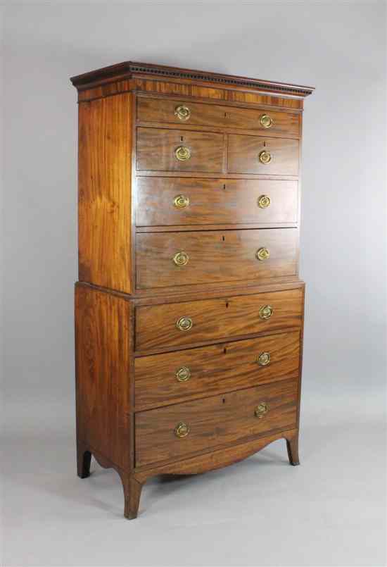 Appraisal: A Regency mahogany chest on chest with an arrangement of