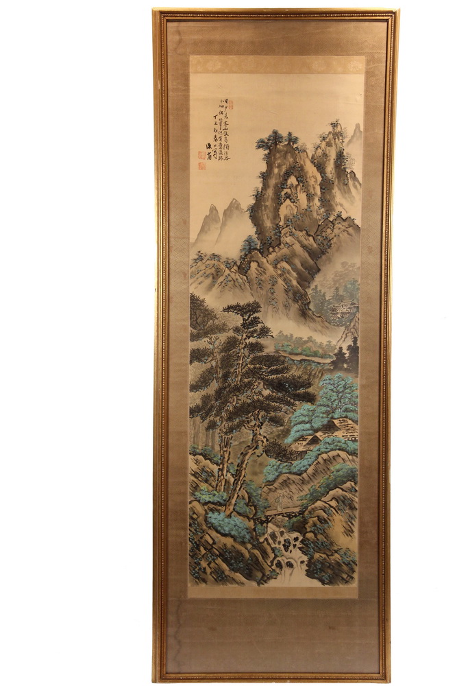 Appraisal: FRAMED CHINESE SCROLL PAINTING Late th - early th c