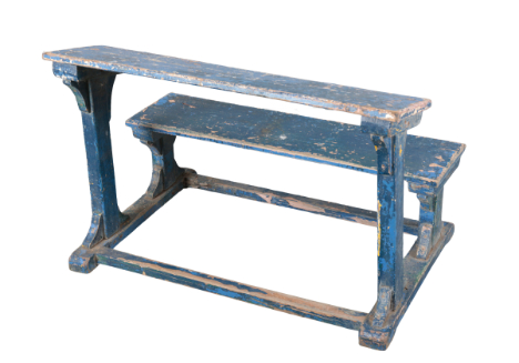 Appraisal: A BLUE-PAINTED CHILD'S WRITING DESK th century with a sloped