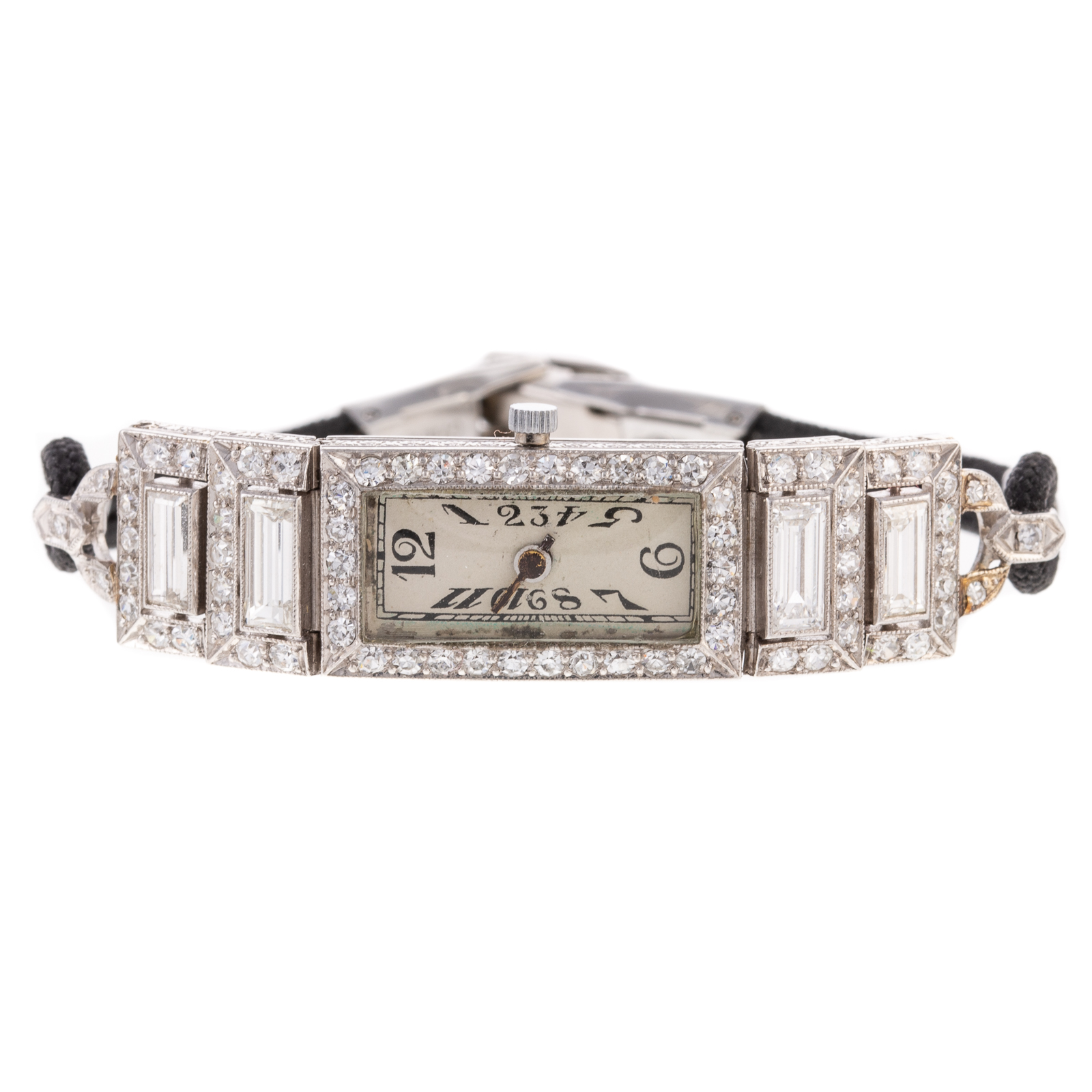 Appraisal: A LADIES' ART DECO DIAMOND WRIST WATCH IN K c