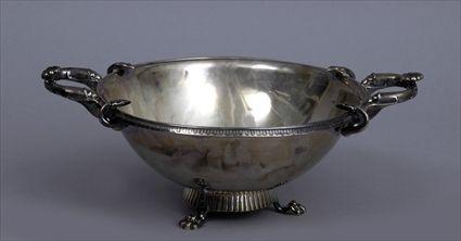 Appraisal: STERLING SILVER TWO-HANDLED FOOTED BOWL Marked with a W flanked