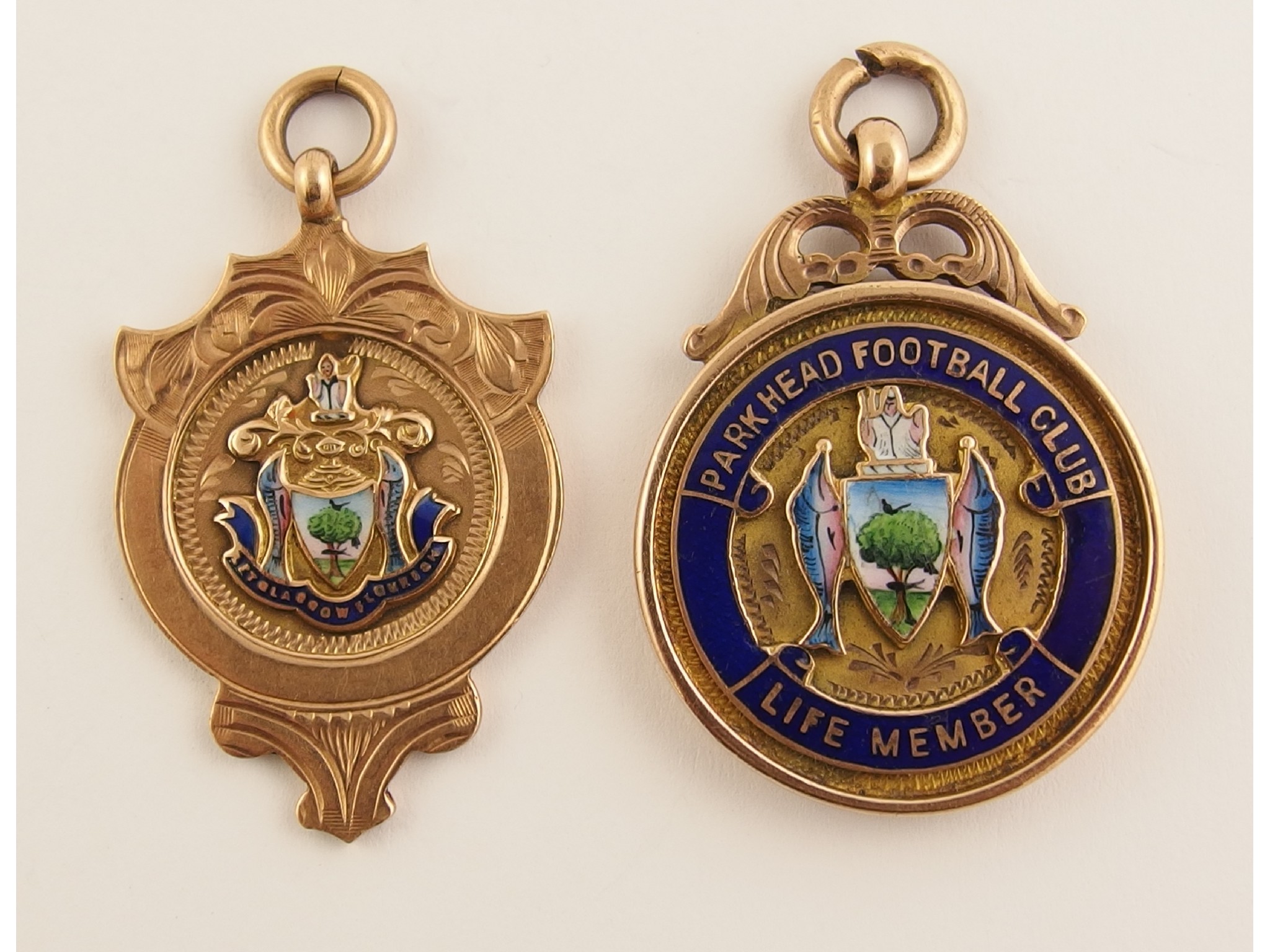 Appraisal: A ct enamelled medallion inscribed Parkhead Football Club Life Member