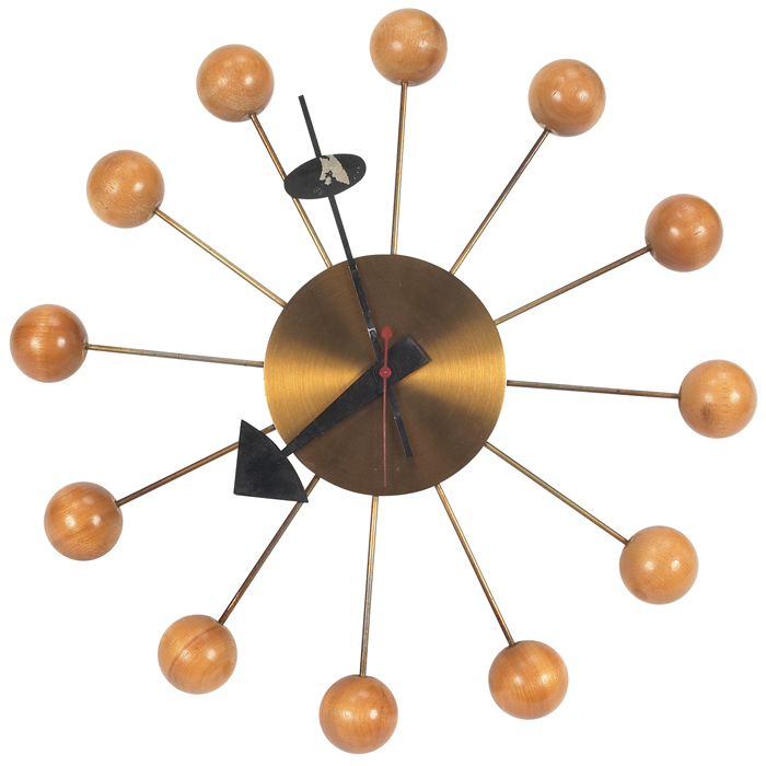 Appraisal: George Nelson Ball clock by Howard Miller birch balls on