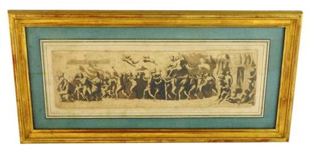 Appraisal: Attributed to Raymond Lafage French - ink drawing oblong composition