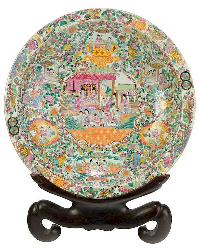 Appraisal: Monumental Famille Rose Porcelain Charger Chinese th century interior with