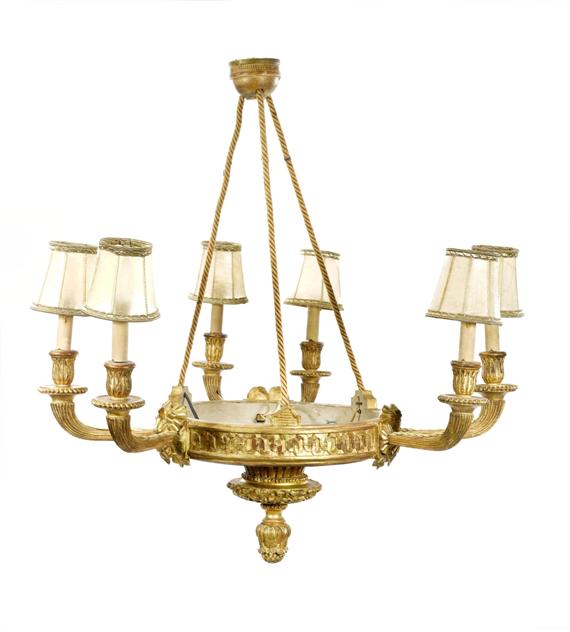 Appraisal: CHANDELIER Louis XVI style th c Carved and gilt wood