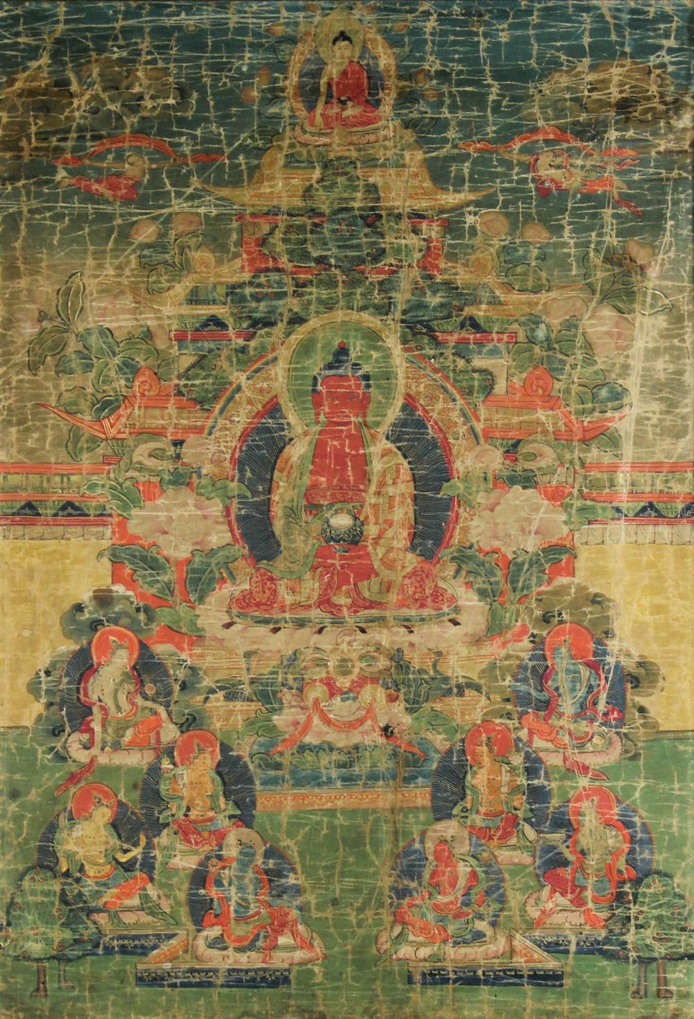 Appraisal: SINO-TIBETAN THANGKA TH CENTURY verso Tibetan Sutras