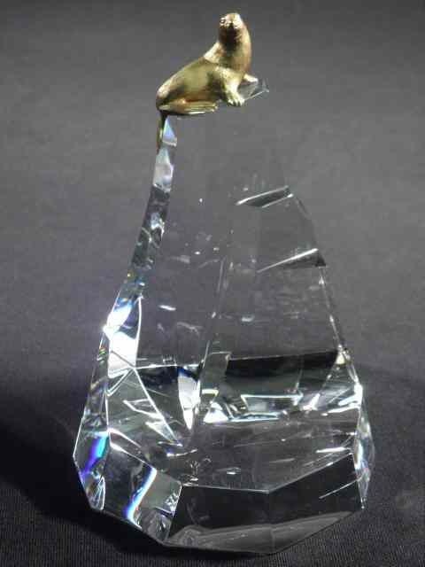 Appraisal: Steuben crystal and bronze sculpture titled ''Seal Rock'' Designed by