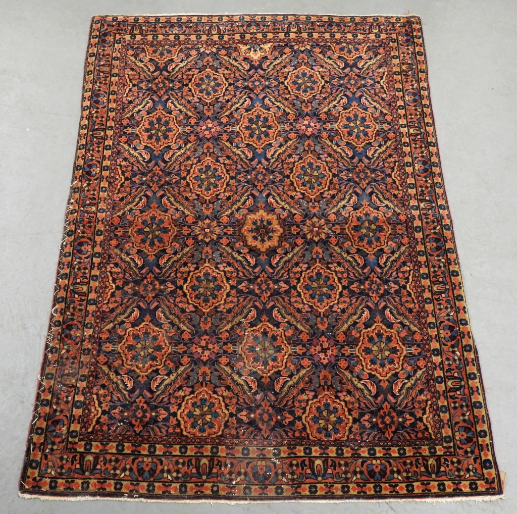 Appraisal: ORNATELY DESIGNED SAROUK BOTANICAL RUG Middle East th CenturyBlue red