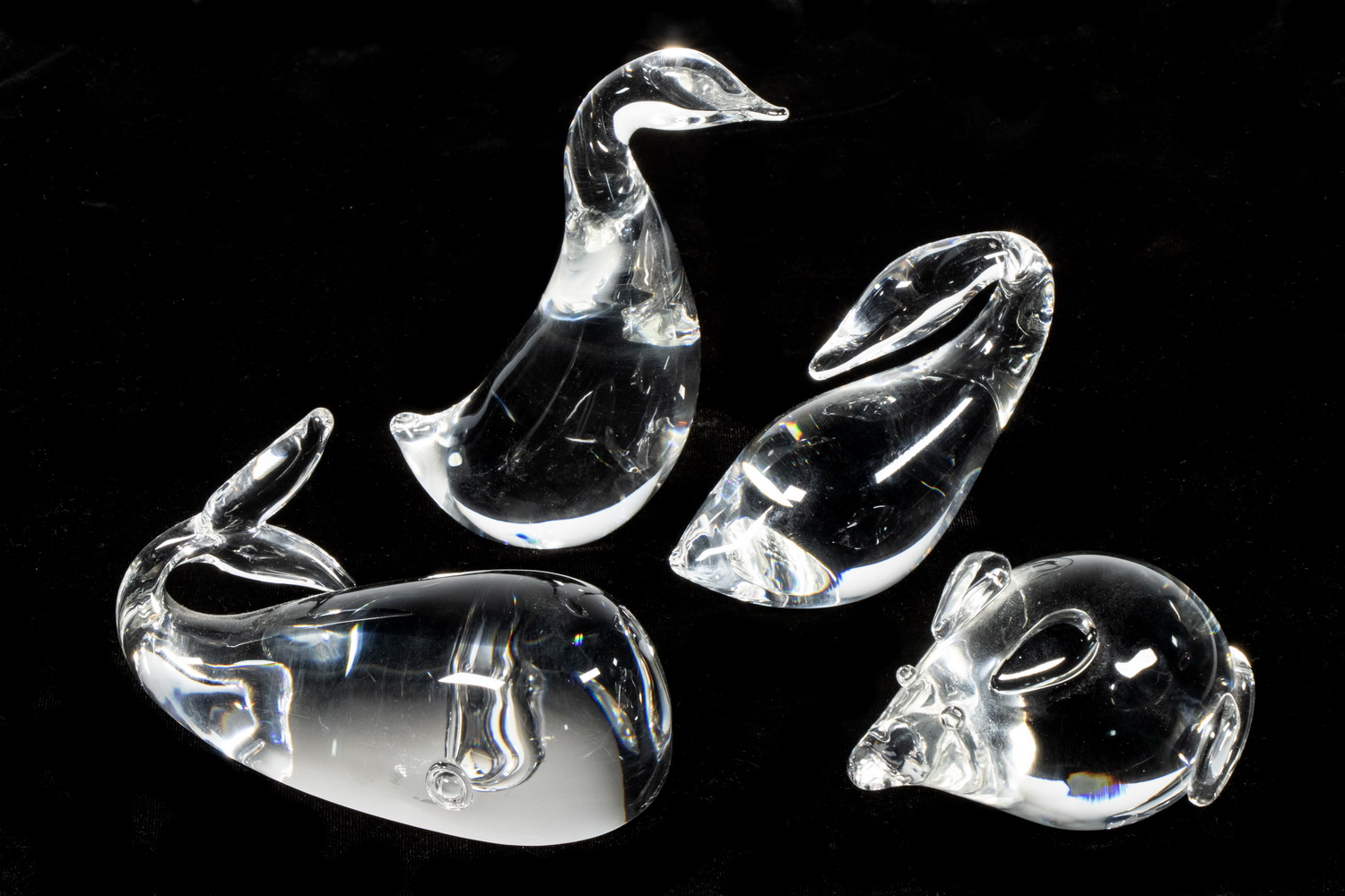 Appraisal: STEUBEN GLASS ANIMALS Group of Clear Art Glass Animal Form