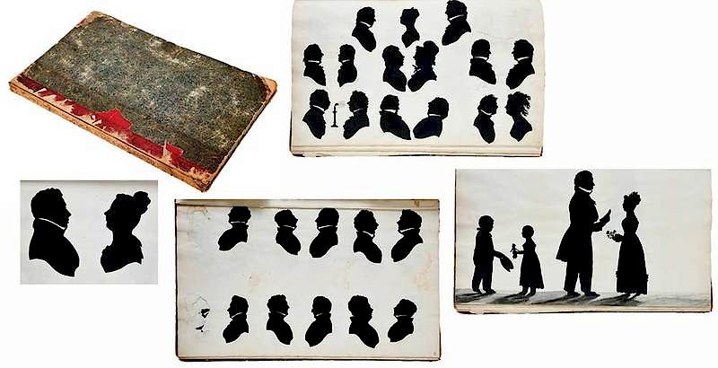 Appraisal: Book of Silhouette Samples th century pages marbled paper board