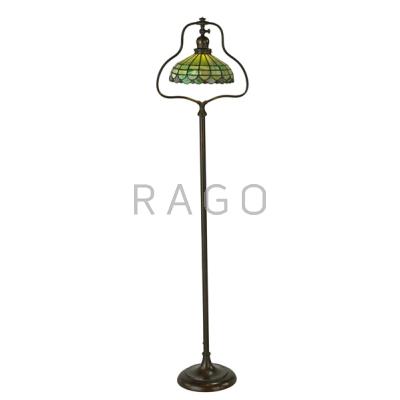 Appraisal: HANDEL Floor lamp with harp and geometric shade Meriden CT