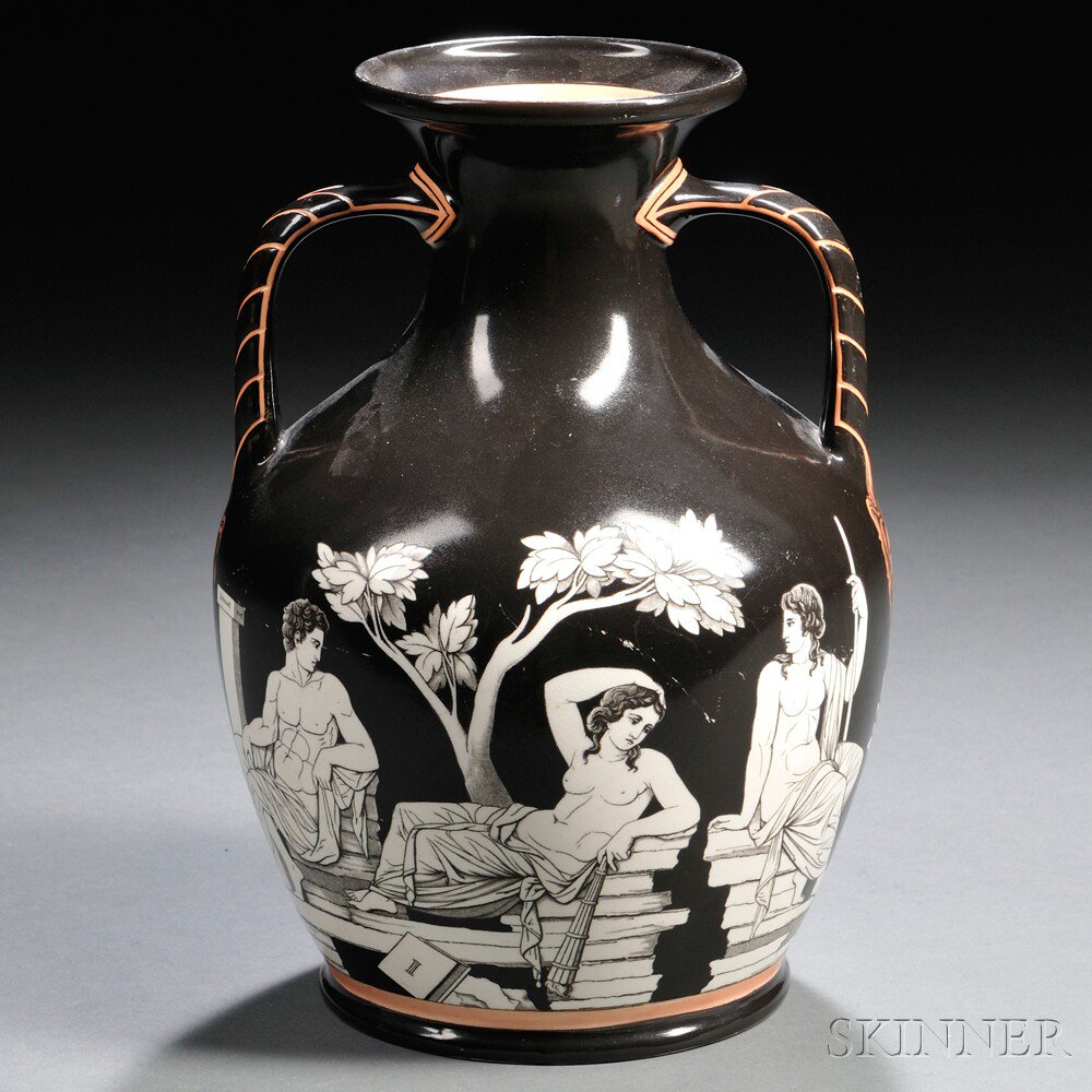 Appraisal: Samuel Alcock Transfer-printed Porcelain Portland Vase England th century salmon