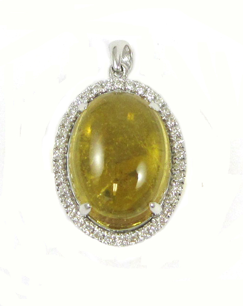 Appraisal: YELLOW TOURMALINE AND DIAMOND PENDANT The k white gold pendant