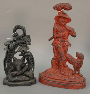 Appraisal: Two iron door stops including JZH fox hunt and a