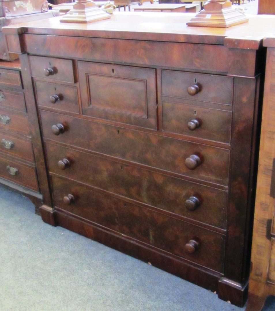 Appraisal: A th century inverted breakfront Scottish mahogany chest of one