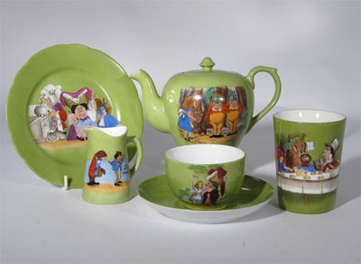 Appraisal: Alice in Wonderland' a German porcelain tea set printed with