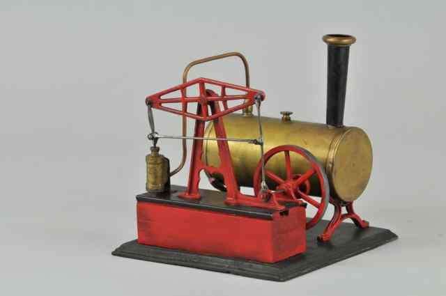 Appraisal: SCHOENNER WALKING BEAM STEAM ENGINE Horizontal brass boiler scarce example