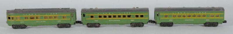 Appraisal: Lot of Lionel O- Gauge Passenger Cars Description Post-war Includes