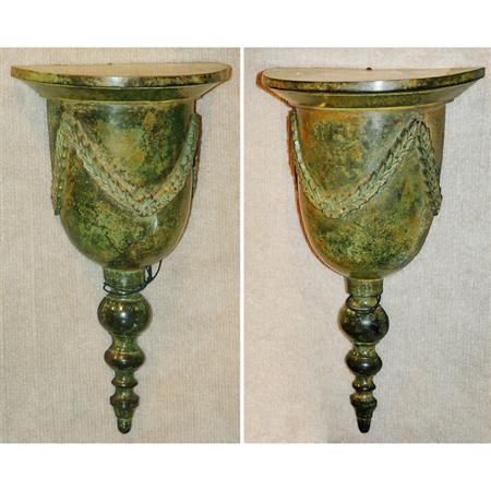 Appraisal: Pair of Louis XVI Style Verdigris Patinated-Metal Brackets Estimate -