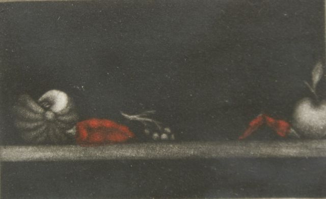 Appraisal: Graeme Peebles born Tiny Still Life etching signed and dated