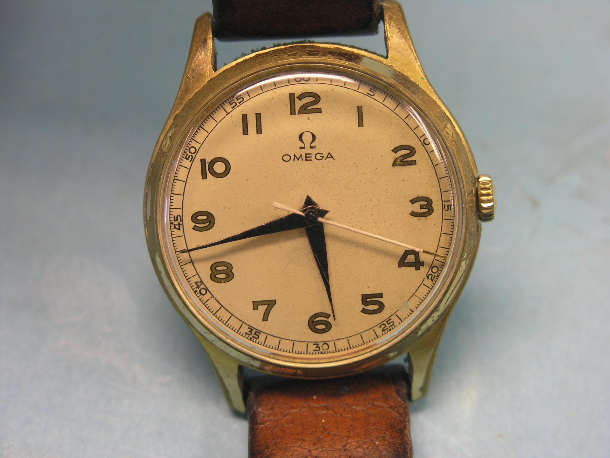 Appraisal: A gentleman's Omega wristwatch gold plated case and leather strap