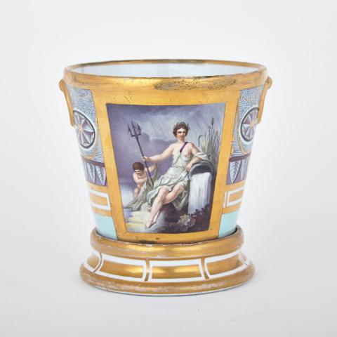 Appraisal: Coalport Cachepot and Stand c - painted in colours with