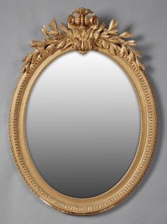 Appraisal: French Aesthetic Gilt and Gesso Oval Mirror c French Aesthetic