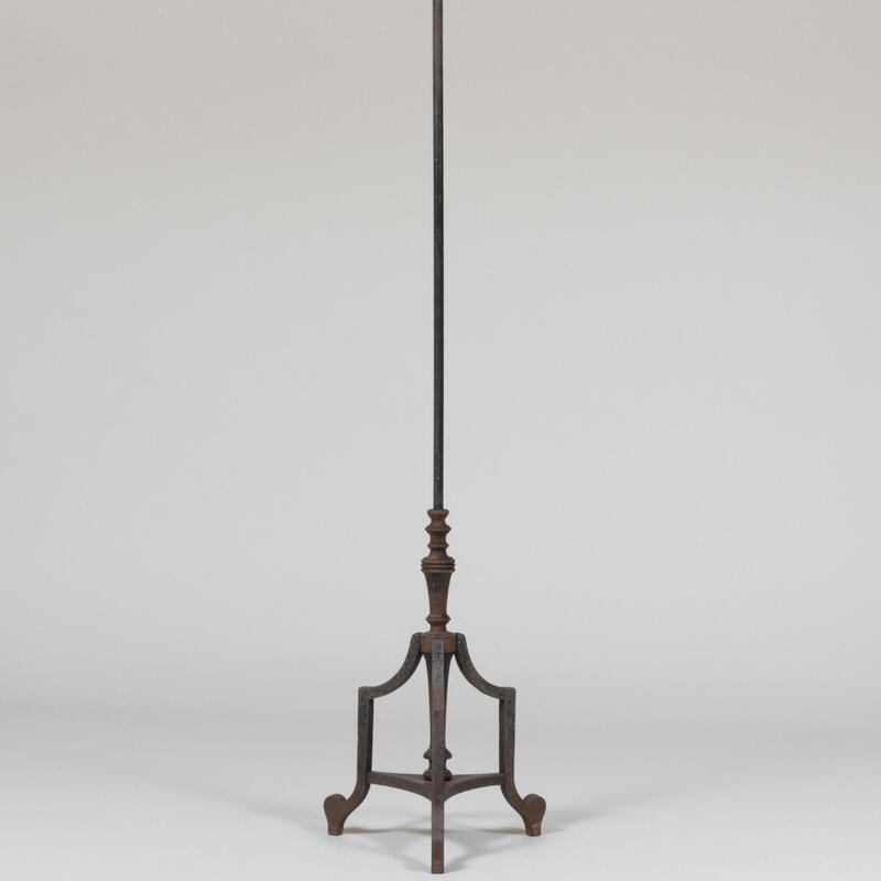 Appraisal: Wrought Iron and Turned Wood Floor Lamp with a Ikat