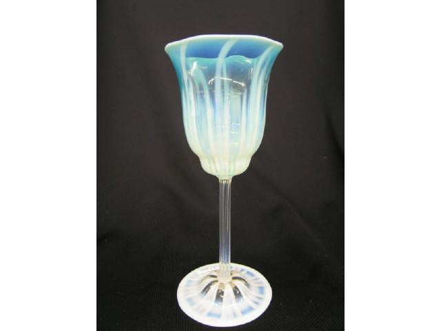 Appraisal: Tiffany Favrille Pastel Art Glass Goblet spoke pattern blue-green opalescent