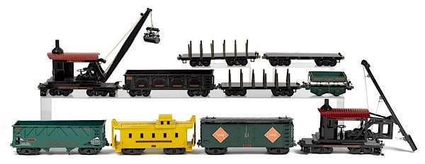 Appraisal: Ten reproduction Buddy L outdoor train cars to i Ten