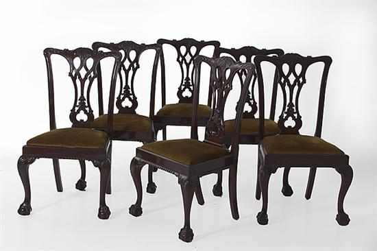 Appraisal: Set of six Chippendale style mahogany dining chairs early th