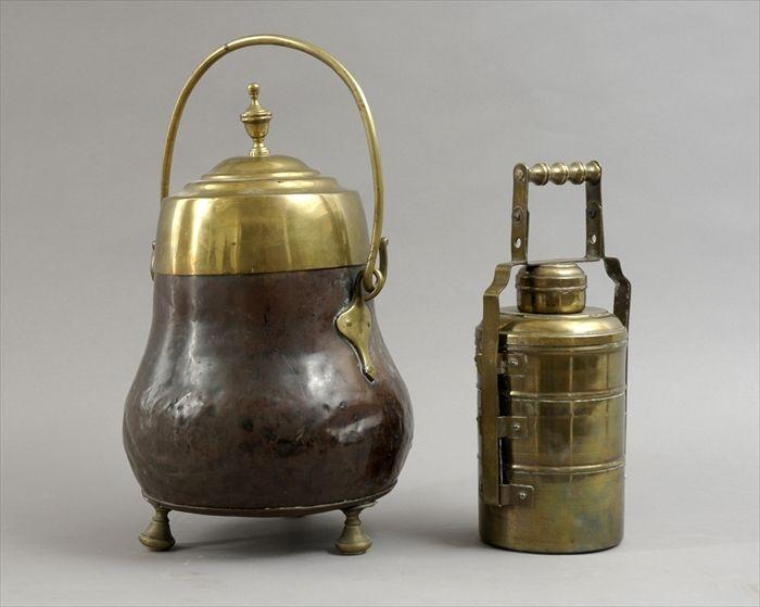 Appraisal: English Brass and Copper Coal Scuttle Together with a brass