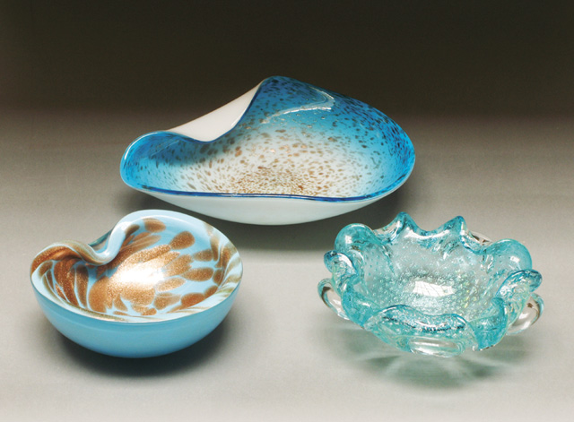 Appraisal: GROUP OF MURANO ART GLASS BOWLS in the turquoise blue