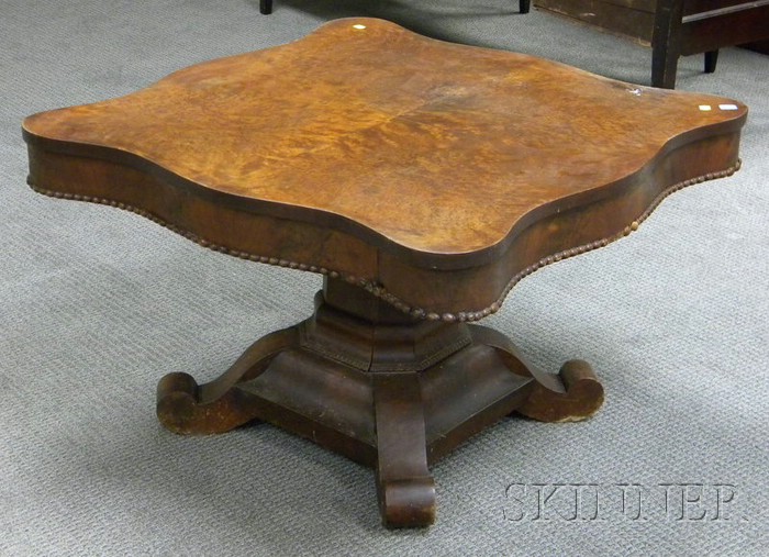 Appraisal: Empire Bird's-eye Maple and Mahogany Veneer Serpentine Coffee Table ht